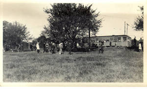 Trolley at top of hill, 1919