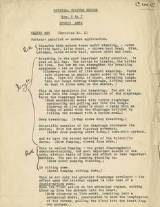 A page from a cript on the film on Physical Culture Series, by C. Ward Crampton