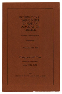 Thirty-Eighth Annual Catalog of the International Young Men's Christian Association College, 1931-1933
