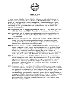 City Council meeting minutes, April 8, 2009