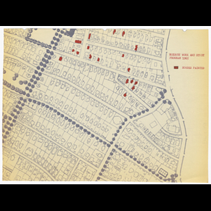 Map of houses painted during the Roxbury Work and Study Program 1965