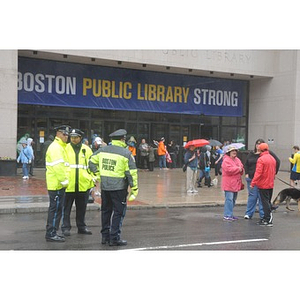 Boston Police officers in front of Boston Public Library at "One Run" event in Boston (May 2013)