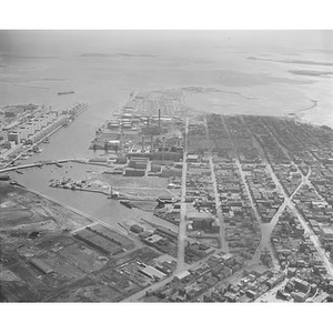 South Boston Harbor, Edison and Walworth Companies, center, Castle Island docks, Boston, MA