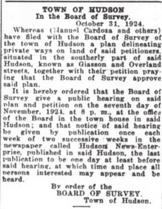 October 1924 Board of Survey meeting - Hudson News-Enterprise article