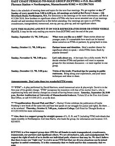 September, 1998 - December, 1998 Meeting Reminder