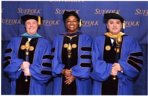 Library Director Robert E. Dugan and other marshals at the 2007 Suffolk University commencement