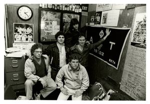 Members of Suffolk University's Phi Alpha Tau fraternity, 1981