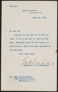 Letter, April 21, 1902, Theodore Roosevelt to James Jeffrey Roche