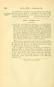 1793 Chap. 0009A An Act For Apportioning & Assessing A Tax Of Twenty Thousand And Eight Pounds Seventeen Shillings & Six Pence To Answer The Exigencies Of Government; And Also Thirteen Thousand Two Hundred And Sixty Eight Pounds And Six Pence To Replace The Same Sum Drawn Out Of The Treasury Of This Commonwealth To Pay The Members Of The House Of Representatives For Their Attendance The Six Last Sessions Of The General Court From The Twenty Sixth Day Of January One Thousand Seven Hundred & Ninety One To The Twenty Eighth Day Of March One Thousand Seven Hundred And Ninety-Three, Inclusive.