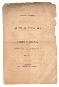 Amherst College Commencement program, 1854 August 10