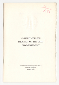 Amherst College Commencement program, 1963 June 16