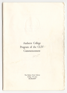 Amherst College Commencement program, 1975 June 6