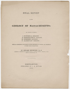 Edward Hitchcock title page, "Final Report on the Geology of Massachusetts," 1841