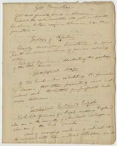 Edward Hitchcock classroom lecture notes, "Gold Formation"