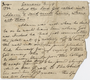 Edward Hitchcock sermon notes, 1834 January