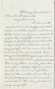 Joseph Vaill letter to Edward Hitchcock, 1863 June 17