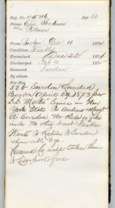 Tewksbury Almshouse Intake Record: Anderson, Eric