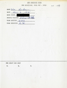 Citywide Coordinating Council daily monitoring report for Thomas A. Edison K8 School in Brighton by William Henderson, 1975 November 3