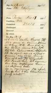 Tewksbury Almshouse Intake Record: Kelley, Peter