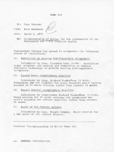 Memo #66 to Paul Tsongas from Rich Arenberg regarding Co-Sponsorship of Bills: for the information of the Washington and Fifth District staffs