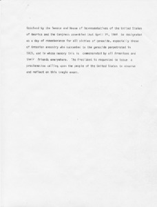 Draft speech on Joint Resolution to designate a day of remembrance for all victims of genocide