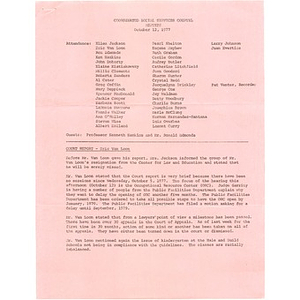 Coordinated social services council minutes, October 12, 1977.
