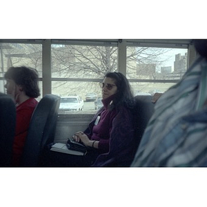 Clara Garcia on the bus.