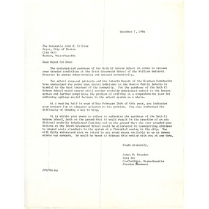 Letter, John F. Collins, December 7, 1964.