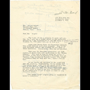 Letter from Elva Potter to Euryne Wright about Christmas activities