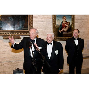 President Aoun, George Makris, and another man at the inauguration celebration