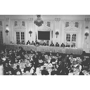 Tables at the annual Alumni Homecoming Dinner