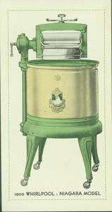 Trade card for Whirlpool's Niagara Model 1900, manufactured by the Nineteen Hundred Corporation, Binghamton, N.Y. and sold by Herzog Hardware & Paint Co., Kingston, N.Y., undated