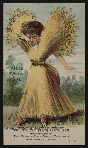Trade card for the Bay State Fertilizer, manufactured by The Clark's Cove Guano Company, New Bedford, Mass., 1886