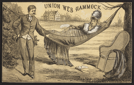 Trade card for the Union Web Hammock, Horace Partridge & Co., sole agents, 51-57 Hanover Street, Boston, Mass., ca. 1875