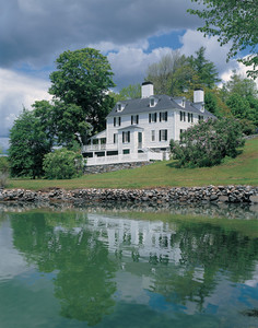 View of exterior from the estuary, Sayward-Wheeler House, York Harbor, Maine