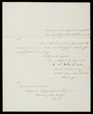 Albert Sidney Johnston to Thomas Lincoln Casey, October 14, 1858