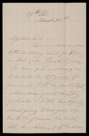 Alice W. Babcock to Thomas Lincoln Casey, March 31, 1884