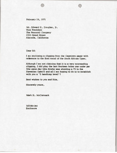 Letter from Mark H. McCormack to Edward H. Douglas Jr.