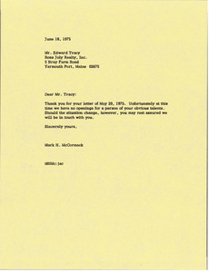 Letter from Mark H. McCormack to Edward Tracy