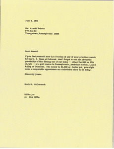 Letter from Mark H. McCormack to Arnold Palmer