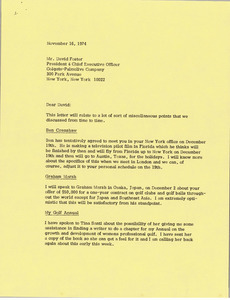 Letter from Mark H. McCormack to David R. Foster