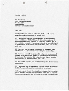 Letter from Mark H. McCormack to Rex Evans