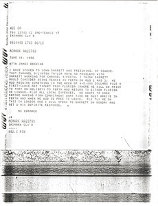 Telex prinotut from Mark H. McCormack to James Erskine