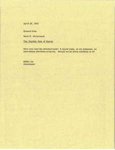 Memorandum from Mark H. McCormack to Howard Katz