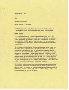 Memorandum from Mark H. McCormack concerning the Hertz meeting