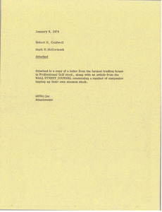 Memorandum from Mark H. McCormack to Robert H. Caldwell