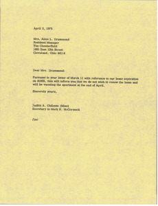 Letter from Judy A. Chilcote to Alice L. Drummond