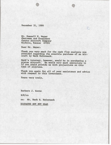Letter from Barbara J. Kernc to Russell W. Meyer