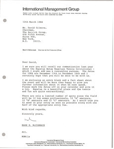 Letter from Mark H. McCormack to David Gilmore