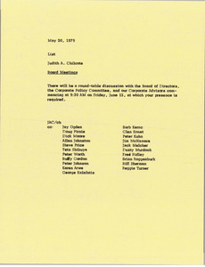 Memorandum from Judy A. Chilcote to list